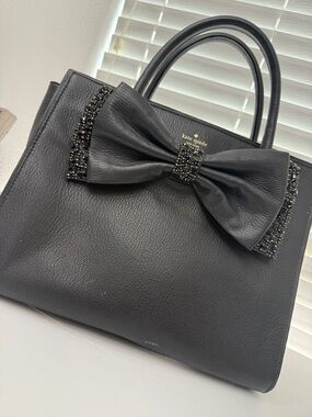 KATE SPADE Black Studded Bow Satchel RARE!
